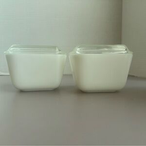 Vintage Pyrex Opal White Refrigerator Dish  Set of 2
